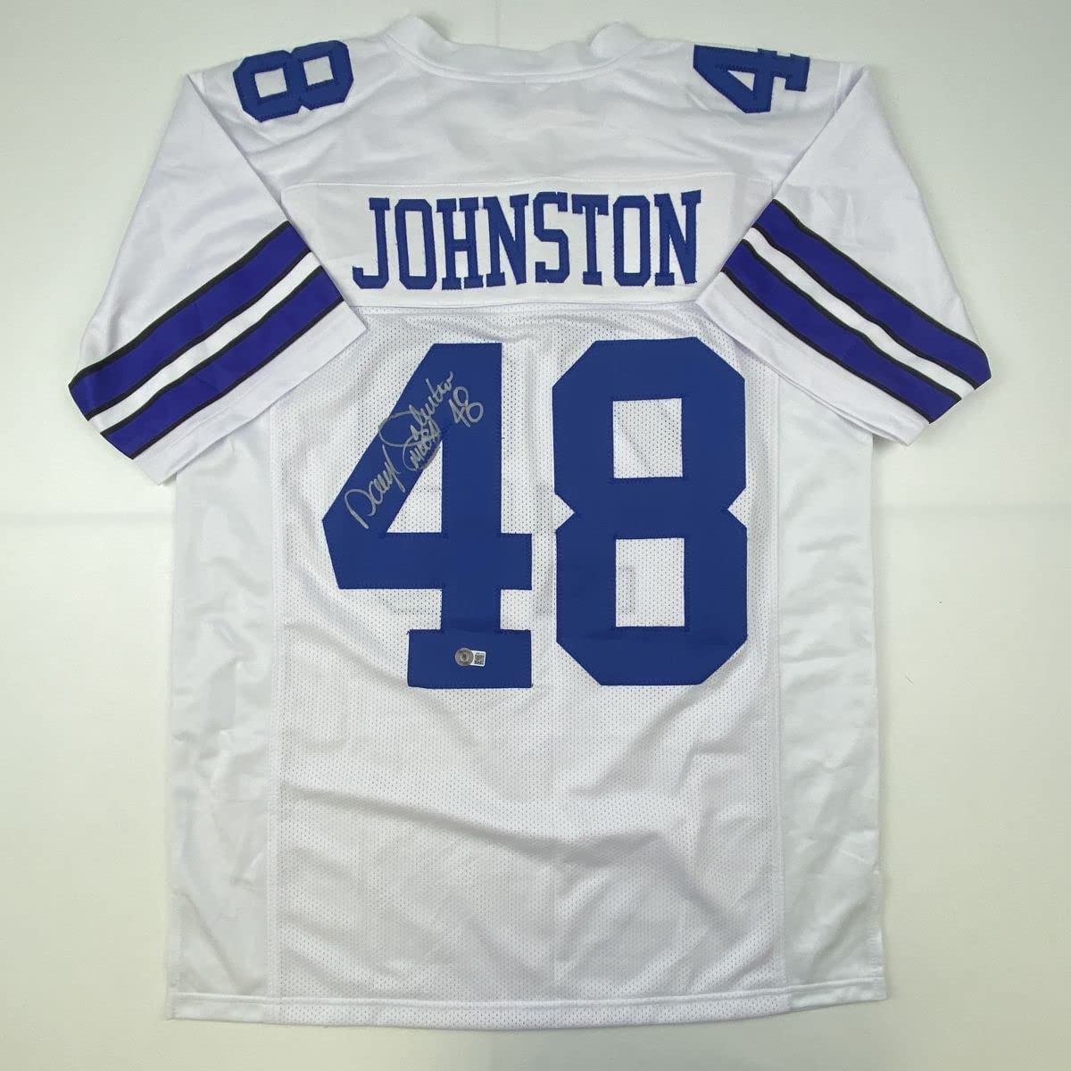 Autographed Daryl Moose Johnston Dallas White Jersey