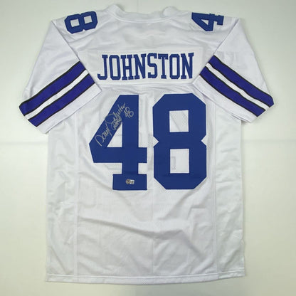 Autographed Daryl Moose Johnston Dallas White Jersey