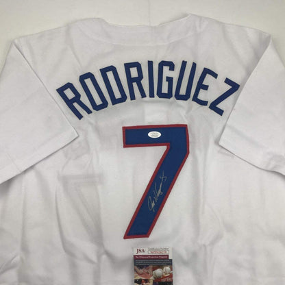 Autographed Ivan Rodriguez Texas White Baseball Jersey