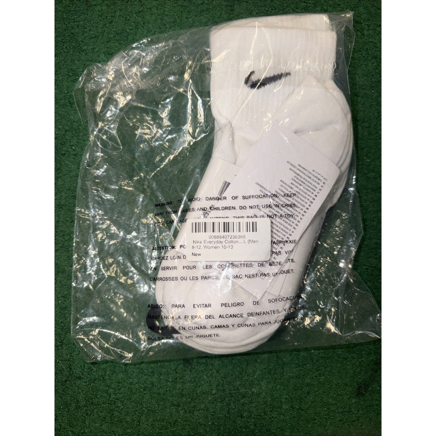 Nike 3pk Men’s Everyday Training Dri-Fit Ankle Socks, Size L - White Color