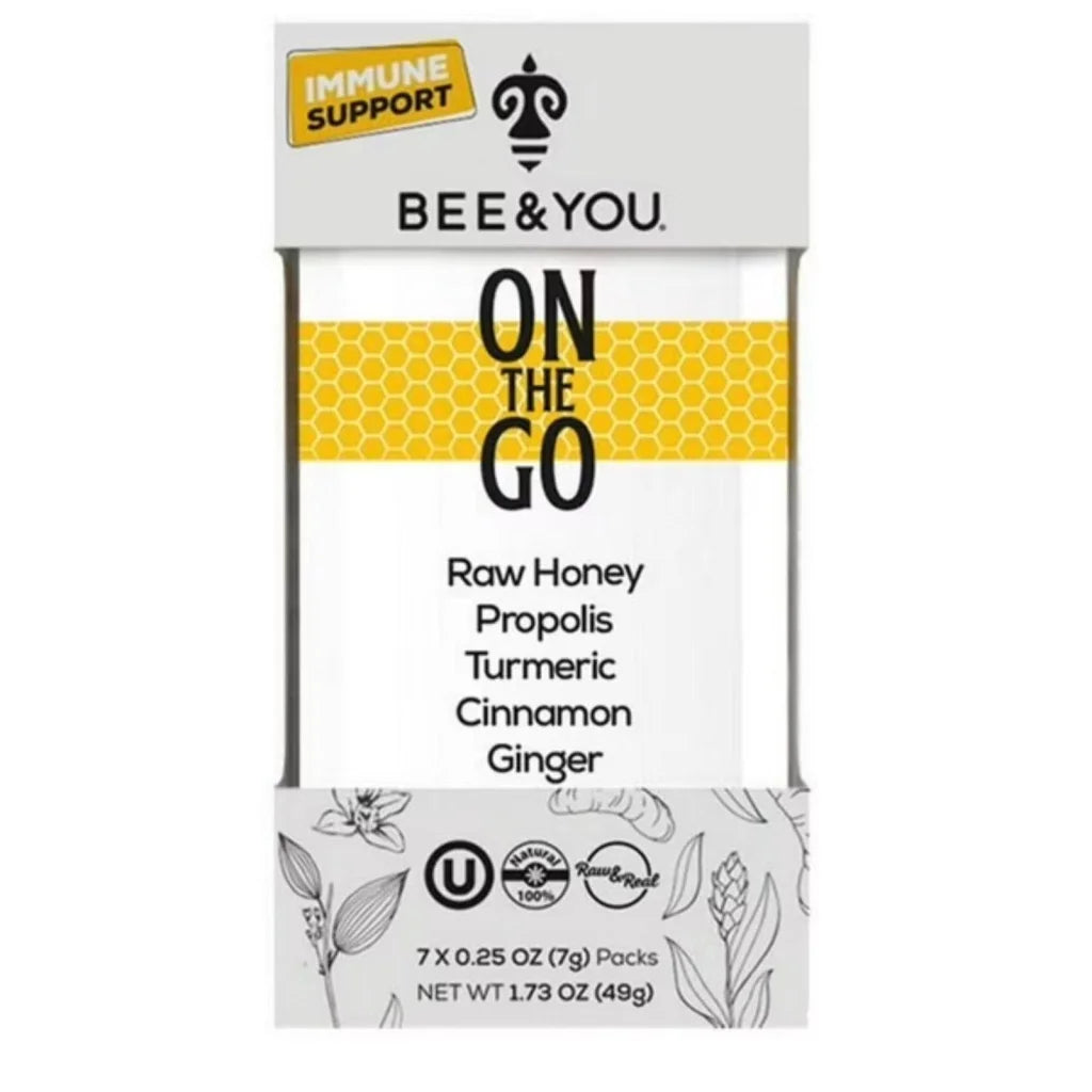 7 packets Bee & You immunity honey on the go raw supplement packs