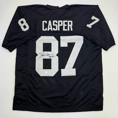 Autographed Dave Casper HOF 02 Oakland Las Vegas Black Football Jersey Beckett BAS COA