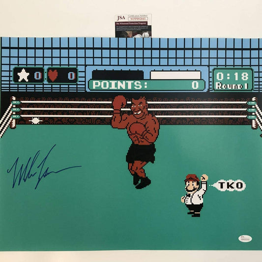 Mike Tyson signed Punch-Out Nintendo boxing 16x20 photo with JSA COA certification
