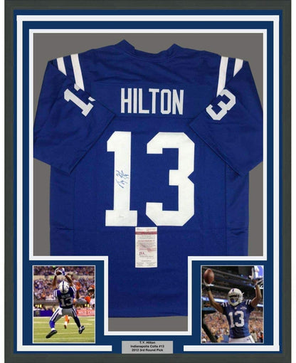 Framed Autographed T.Y. Hilton Indianapolis Blue Jersey