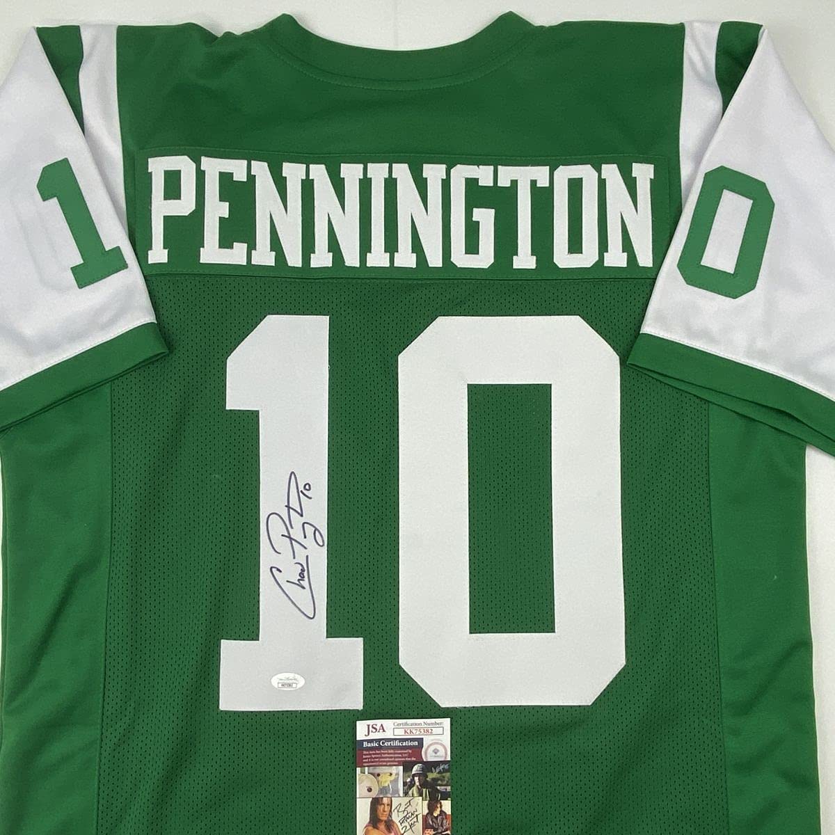 Autographed Chad Pennington New York Green Jersey
