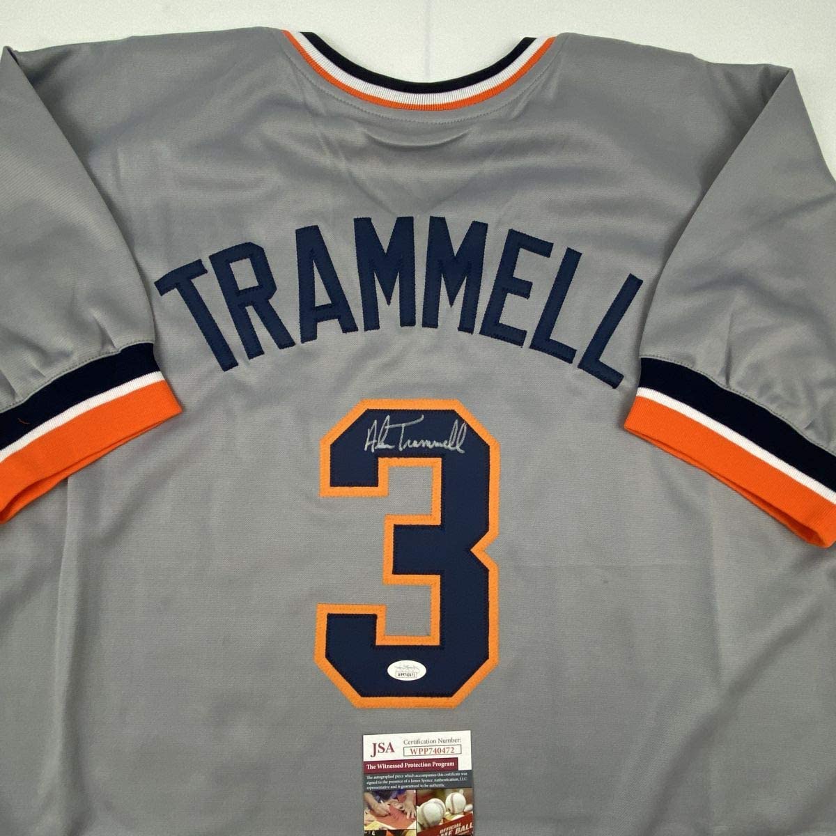 Autographed/Signed Alan Trammell Detroit Tigers Grey Baseball Jersey JSA COA