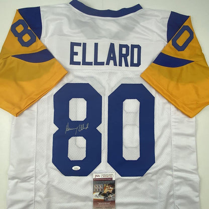Autographed/Signed Henry Ellard Los Angeles Rams White Football Jersey JSA COA