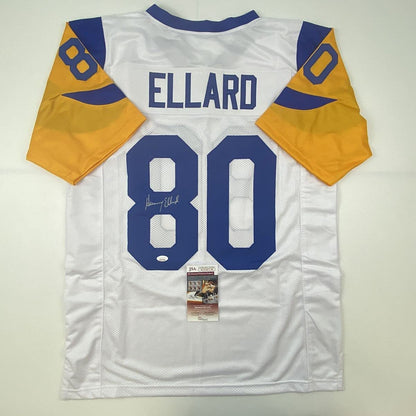 Autographed/Signed Henry Ellard Los Angeles Rams White Football Jersey JSA COA