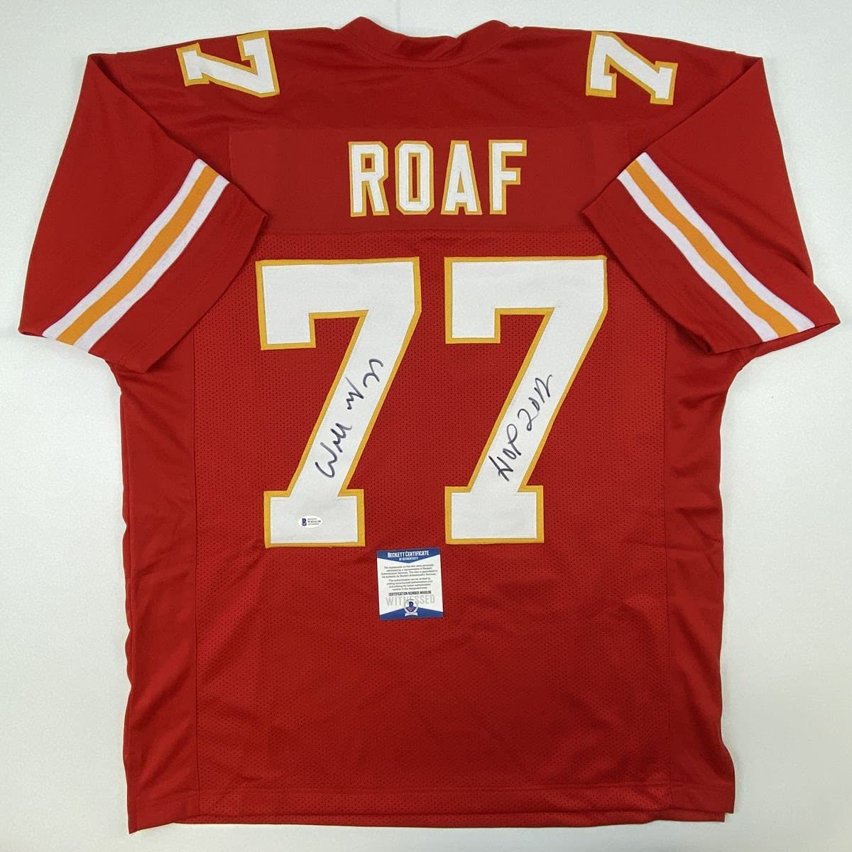 Autographed/Signed Willie Roaf HOF 2012 Kansas City Red Football Jersey