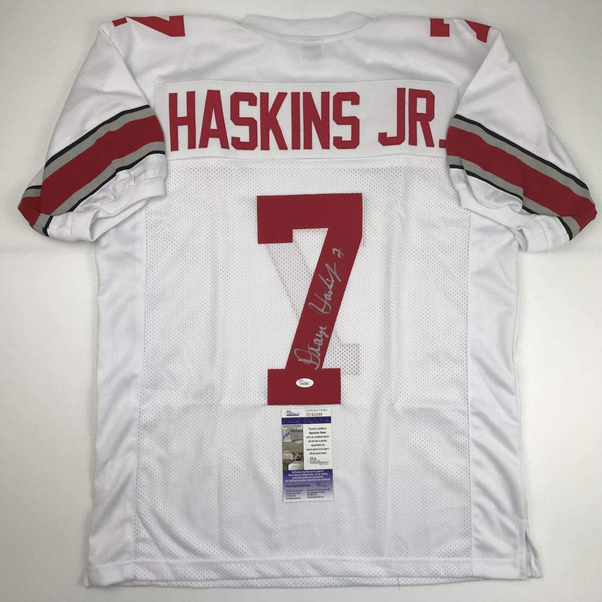 Autographed Dwayne Haskins Jr. Ohio State White College Jersey