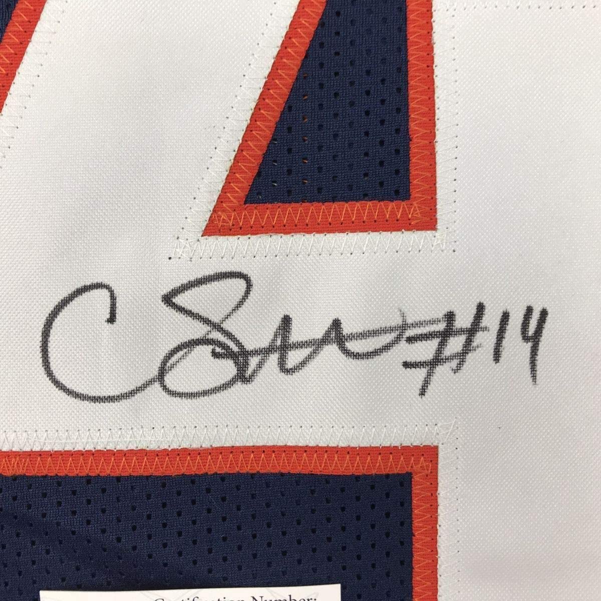 Framed Autographed/Signed Courtland Sutton Denver Broncos Blue Football Jersey JSA COA