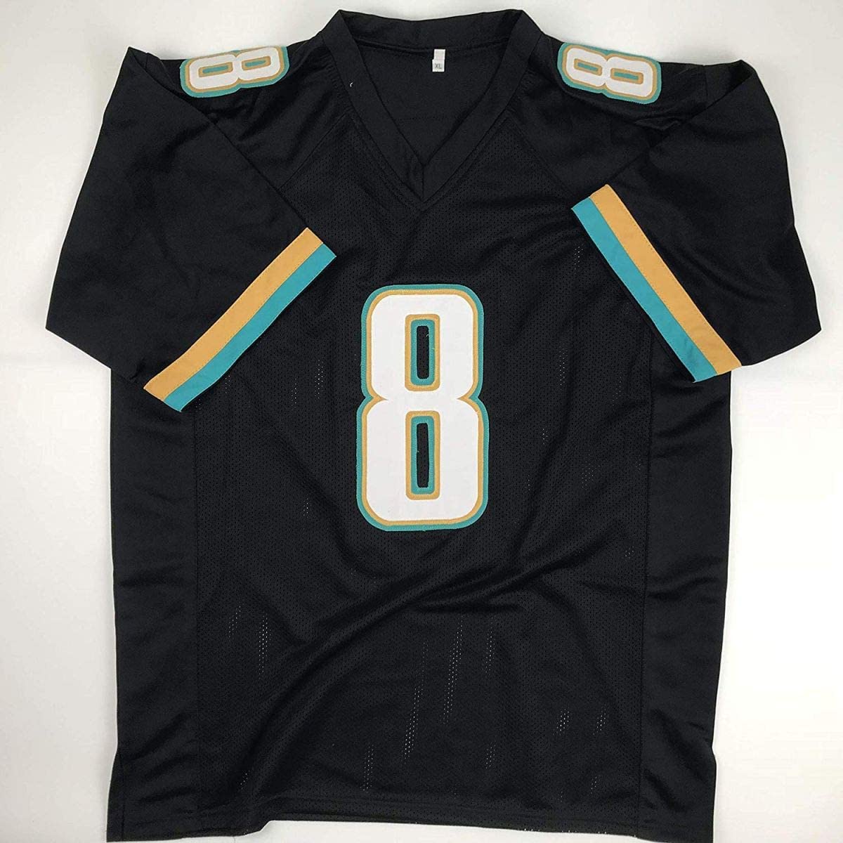 Autographed Mark Brunell custom black football jersey full display with JSA signature