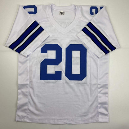Autographed/Signed Mel Renfro Hall of Fame Dallas Cowboys White Football Jersey JSA COA