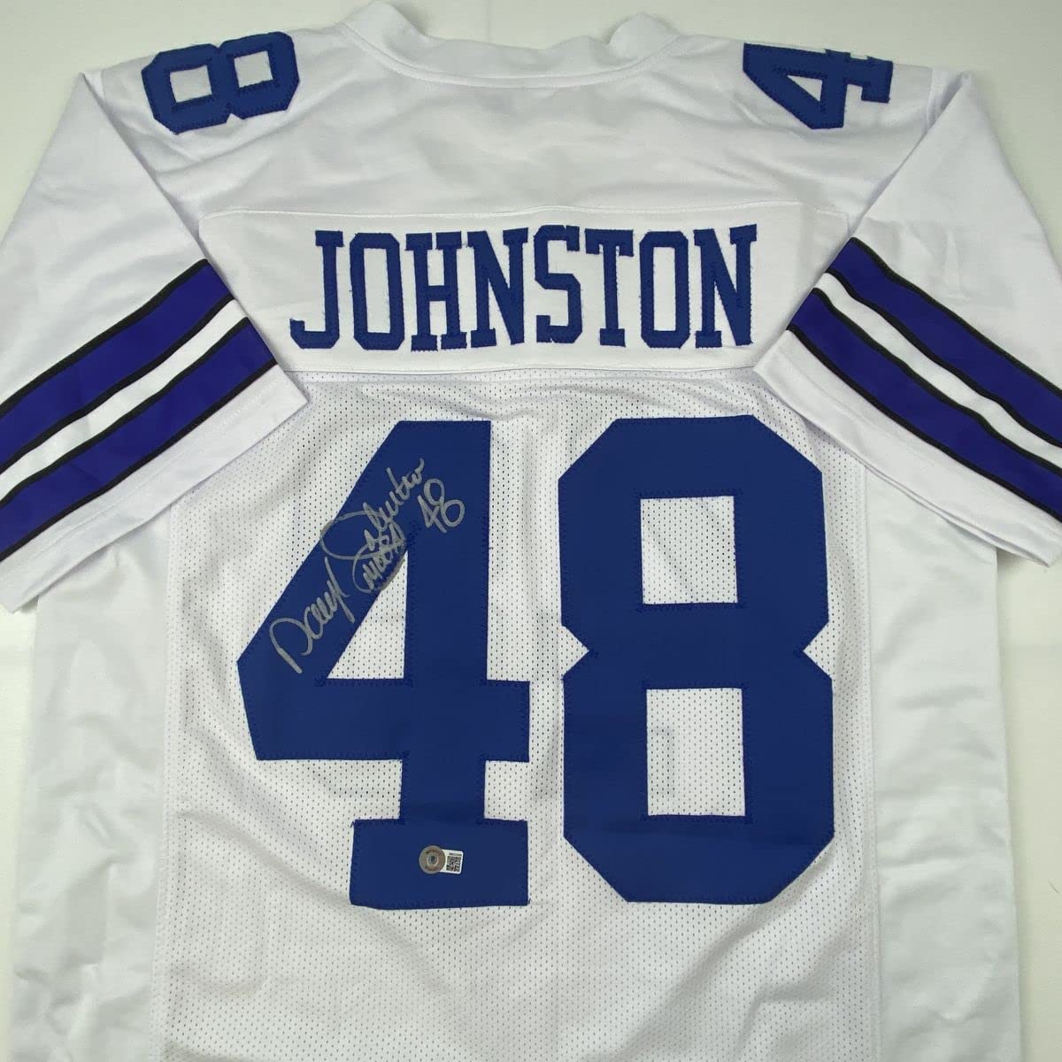 Autographed Daryl Moose Johnston Dallas White Jersey