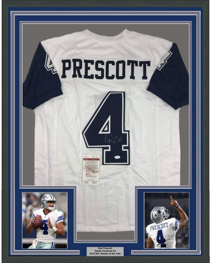 Framed Autographed/Signed Dak Prescott Dallas Cowboys Color Rush Football Jersey JSA COA