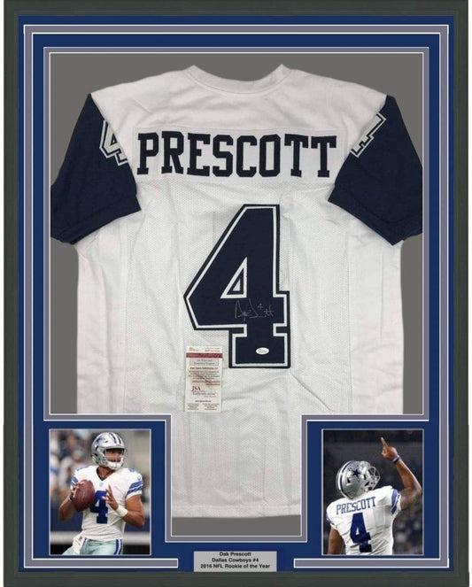 Framed Autographed/Signed Dak Prescott Dallas Cowboys Color Rush Football Jersey JSA COA