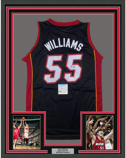 Framed Autographed/Signed Jason Williams 35x39 Miami Black Basketball Jersey PSA/DNA COA