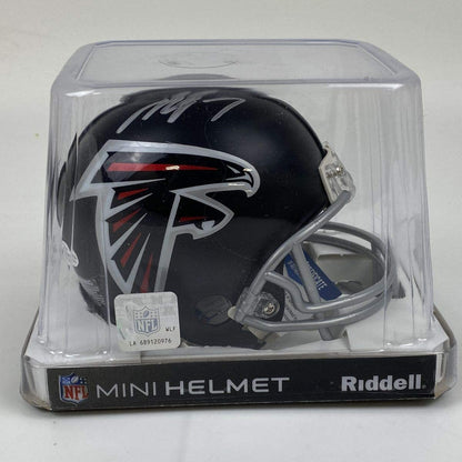 Autographed/Signed Michael Vick Atlanta Falcons Football Mini Helmet Beckett BAS COA