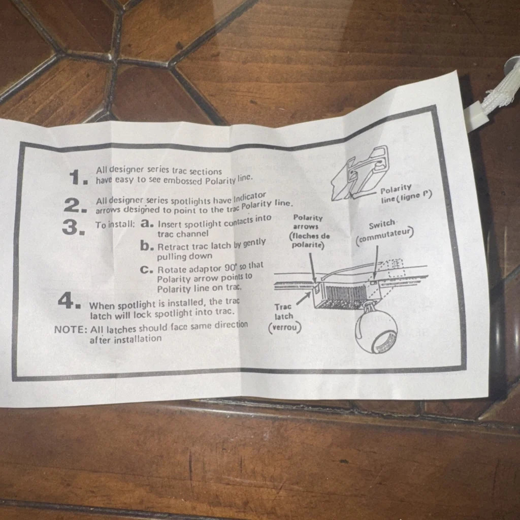 White track light head fixture 7545-WH spotlight installation manual