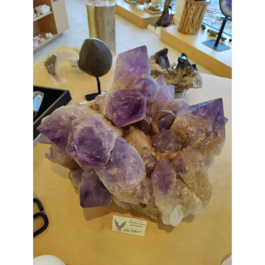 79.7 lb Bolivian amethyst cluster on quartz base