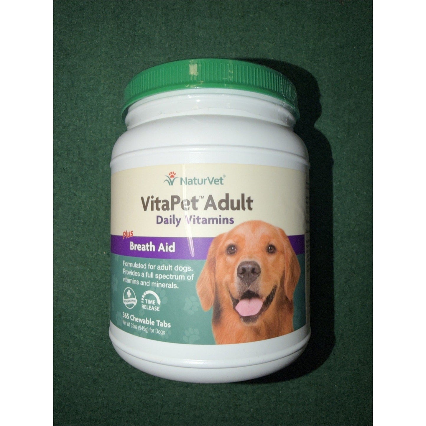 NaturVet VitaPet Adult Daily Dog Vitamins Breath Aid Time Release 365 Tablets
