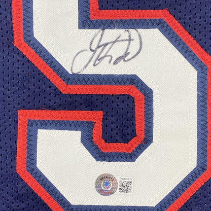 Autographed/Signed Jason Kidd New Jersey Blue Basketball Jersey Beckett BAS COA
