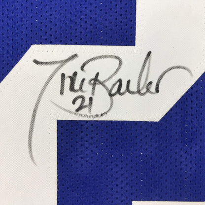 Autographed Tiki Barber New York Blue Football Jersey JSA COA