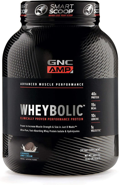 GNC Wheybolic Protein Powder, Cookies and Cream, 2.9 Lb, 25 Servings (Exp 10/2028)