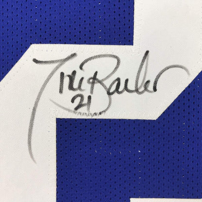 Framed Tiki Barber New York Blue Jersey