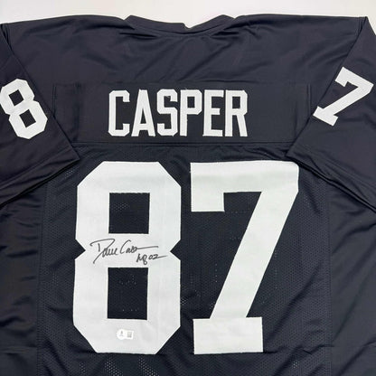 Autographed Dave Casper HOF 02 Oakland Las Vegas Black Football Jersey Beckett BAS COA