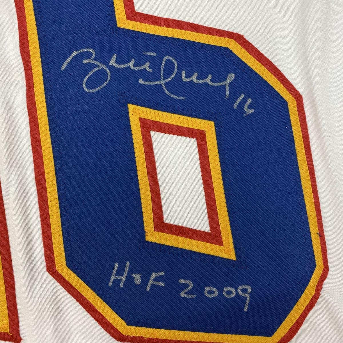 Autographed Brett Hull HOF 2009 St. Louis Retro White Hockey Jersey JSA COA