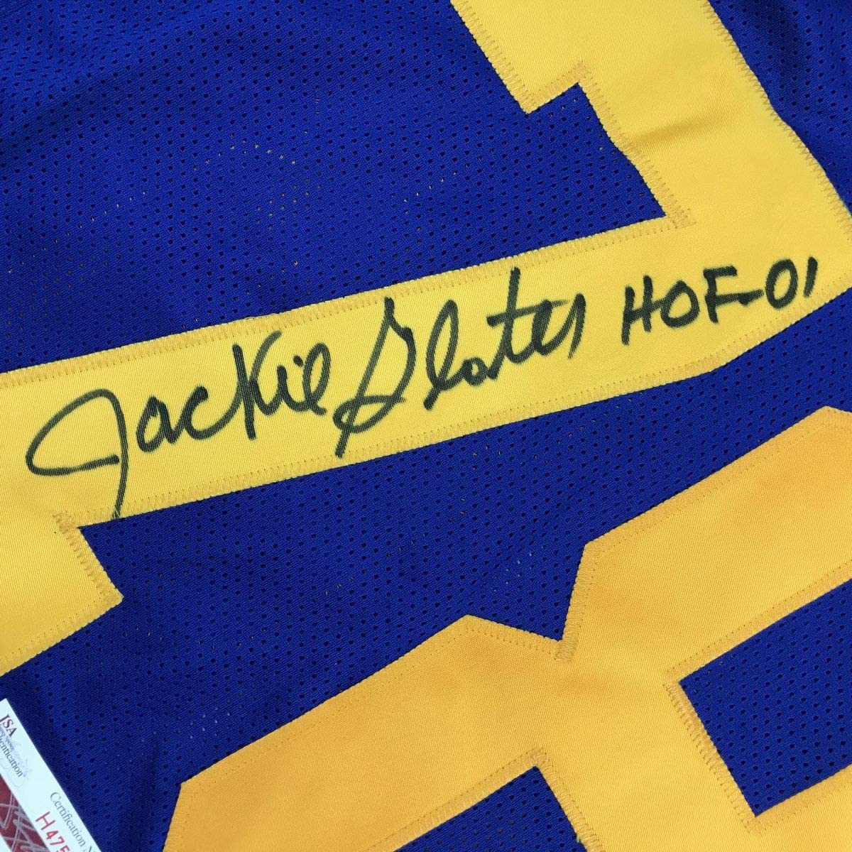 Autographed/Signed Jackie Slater HOF 01 Los Angeles Rams Retro Blue Football Jersey JSA COA