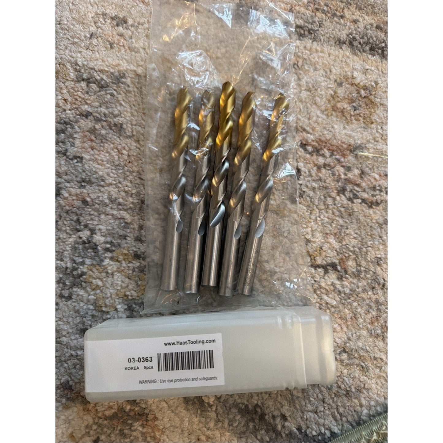 Haas Drill Bits 03-0363 TiN Coated Jobber Drills – Set of 5