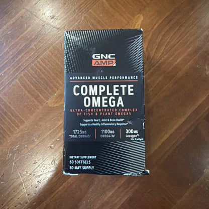 GNC AMP Complete Omega 60 Softgels Sealed Discontinued Exp 11/2026 Rare