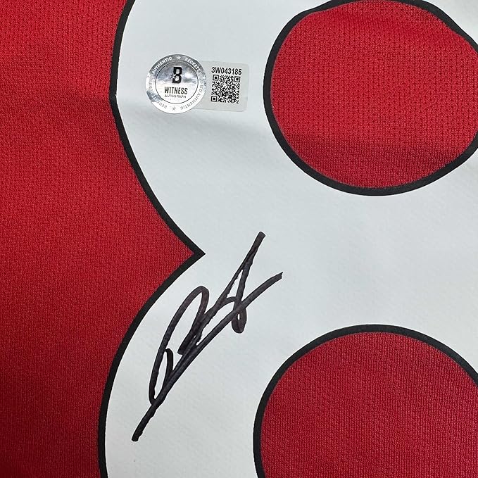 Framed Autographed/Signed Bruno Fernandes 35x39 Manchester United Red Soccer Jersey Beckett BAS COA