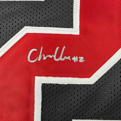 Framed Autographed/Signed Chris Olave 35x39 Ohio State Buckeyes Black College Football Jersey JSA COA