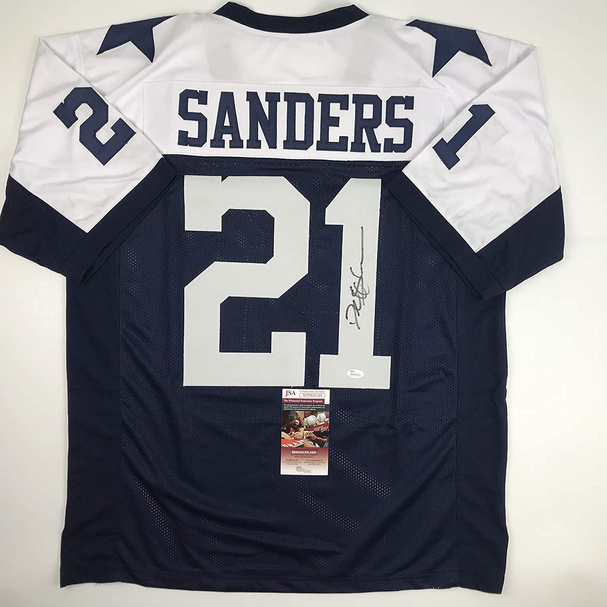 Deion Sanders Prime Time signed custom Dallas football jersey back panel with player number displayed