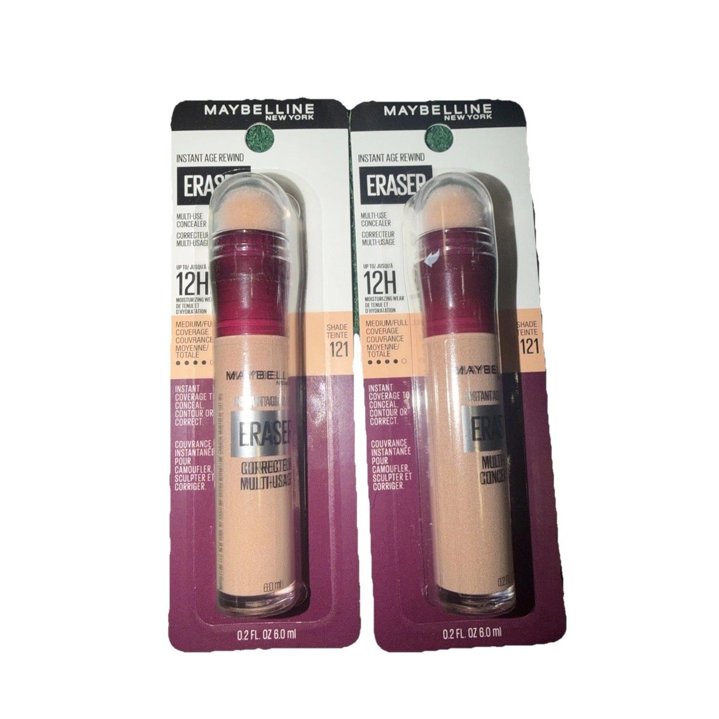 Maybelline Instant Age Rewind Eraser Concealer, 121 Light Honey (2-Pack)
