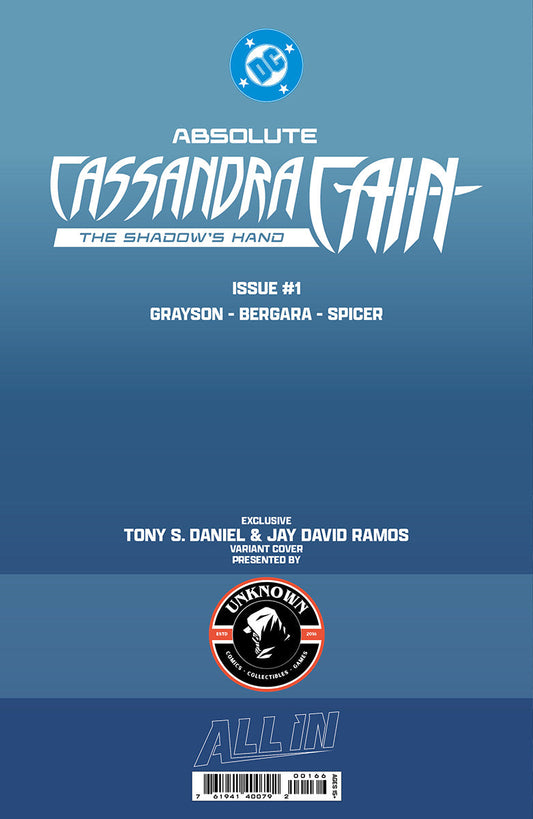 ABSOLUTE CASSANDRA CAIN THE SHADOW'S HAND #1 (ONE SHOT) TONY DANIEL EXCLUSIVE VAR (09/09/2026) (09/16/2026)