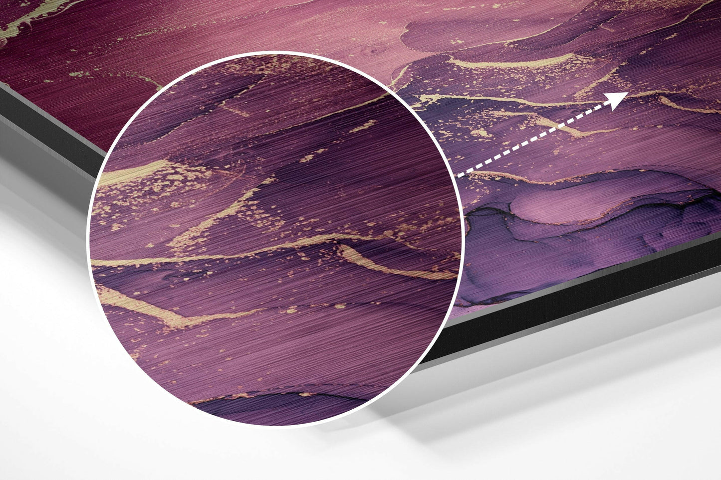 Purple Pink Gold Marble Brushed Aluminium Dibond Wall Art