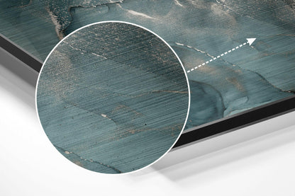 Teal Silver Marble Brushed Aluminium Dibond Wall Art