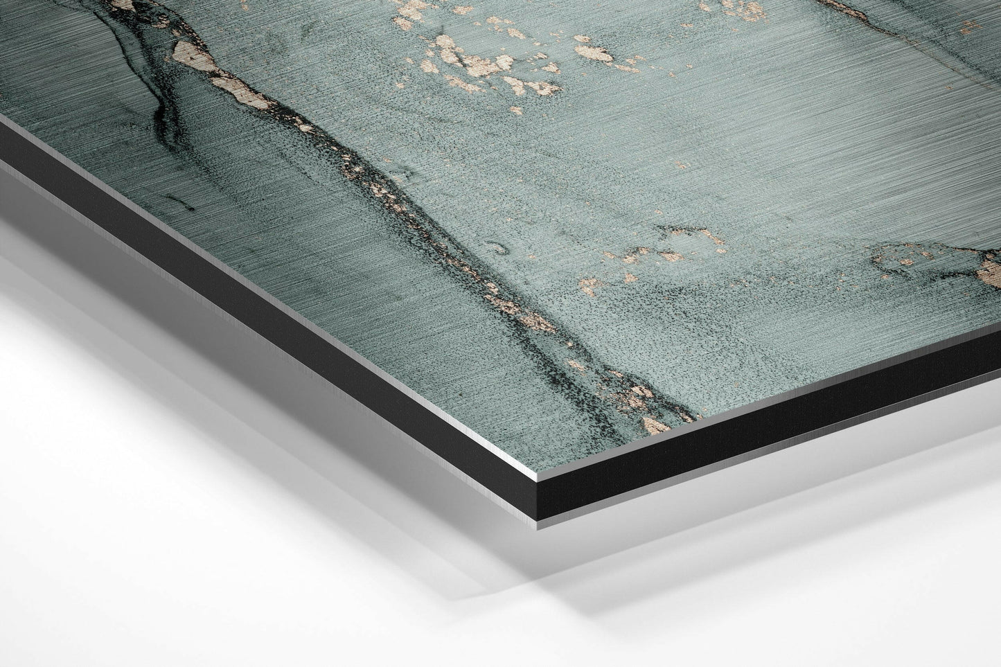Sage Green Copper Marble Brushed Aluminium Dibond Wall Art
