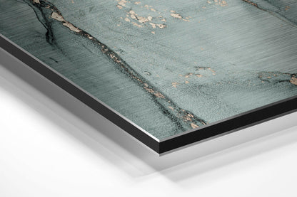 Sage Green Copper Marble Brushed Aluminium Dibond Wall Art