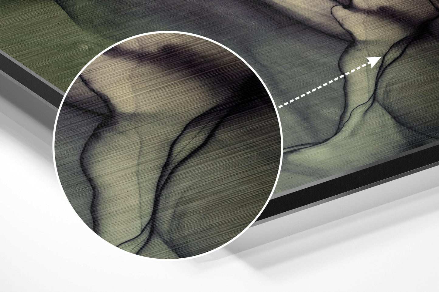 Olive Ivory Ink Marble Brushed Aluminium Dibond Wall Art