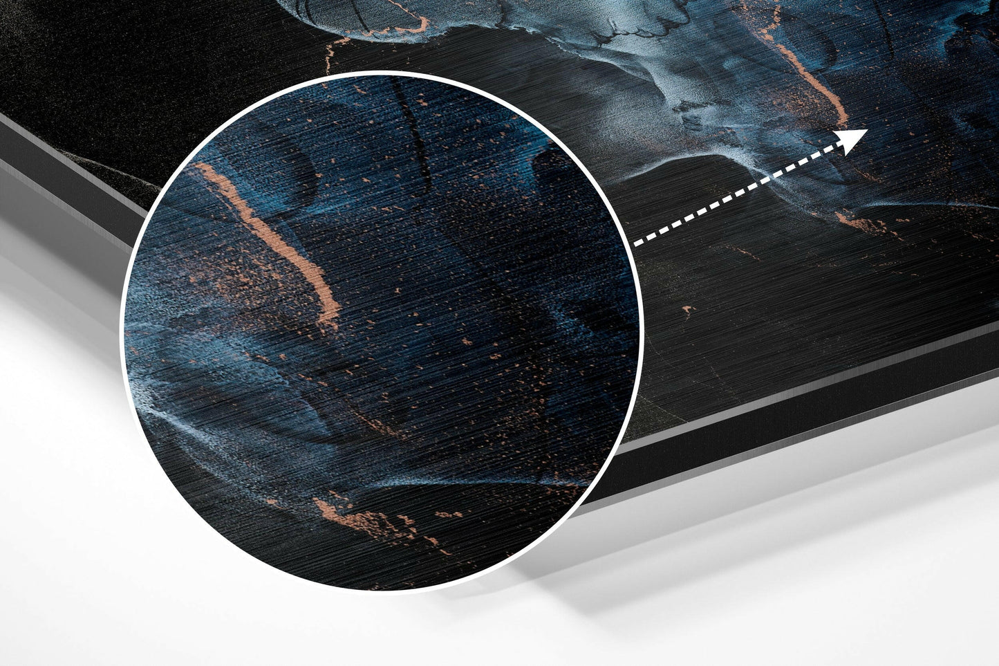 Blue Flame Black Marble Brushed Aluminium Dibond Wall Art