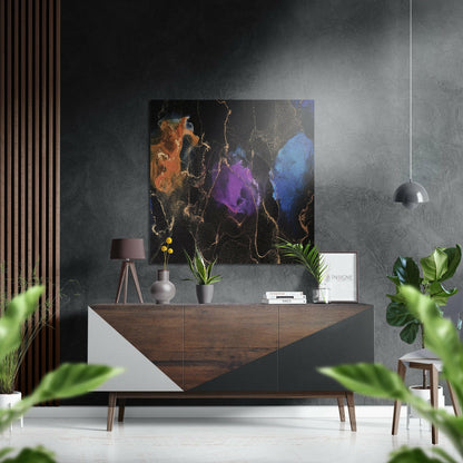 Jewel Tone Ink Black Brushed Aluminium Dibond Wall Art