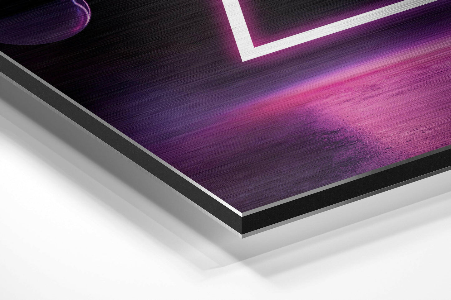 Neon Triangle Floating Bubbles Brushed Aluminium Dibond Wall Art