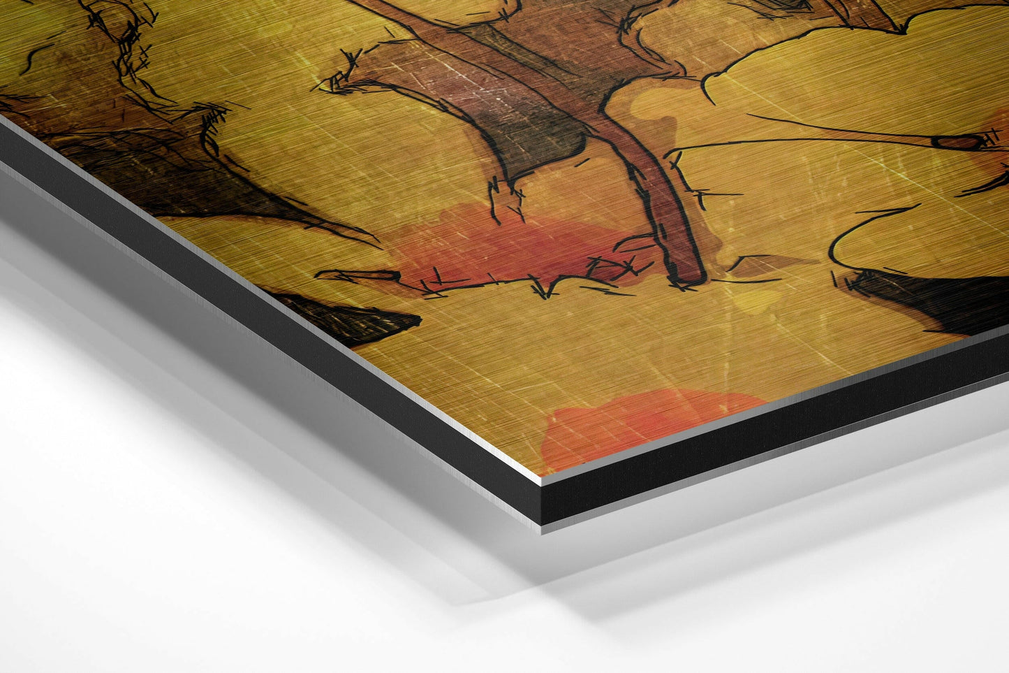 Golden Yellow Cosmos Blooms Brushed Aluminium Dibond Wall Art