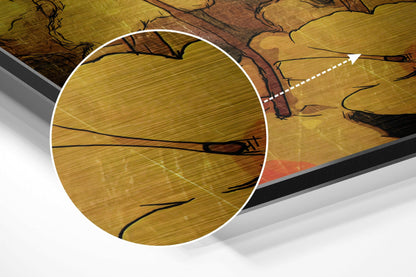 Golden Yellow Cosmos Blooms Brushed Aluminium Dibond Wall Art