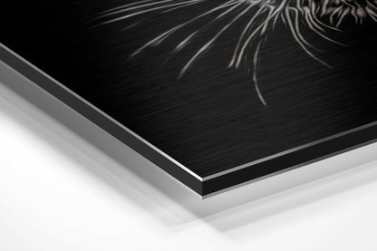 Orange Eyed Black Panther Face Brushed Aluminium Dibond Wall Art